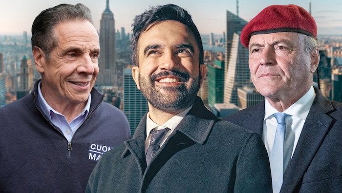 From left: Andrew Cuomo, Zohran Mamdani and Curtis Sliwa