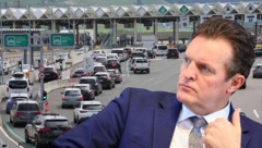 Tirols Verkehrslandesrat René Zumtobel verweist auf „Krone“-Nachfrage auf den aktuellen ...