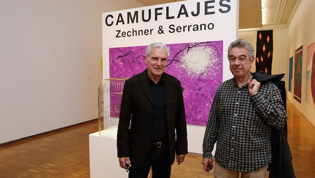 Johanes Zechner und Pedro Serrano in ihrem Projekt „Camuflajes“ in der Neuen Galerie