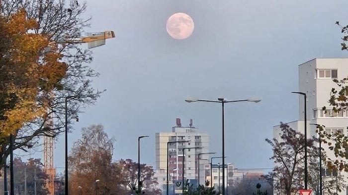 Supermond über der Oberfeldstraße in Wels