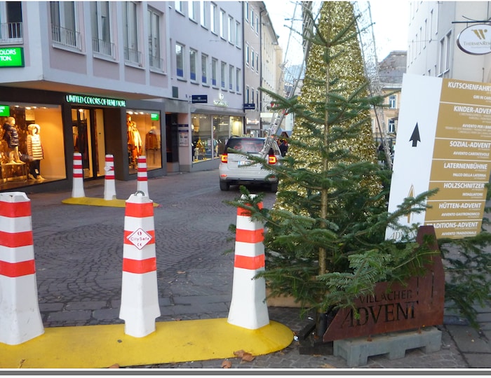 Anti-Terror-Poller in der Draustadt – anders als auf diesem Bild aus dem Vorjahr werden sie ...