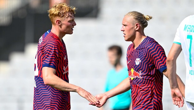 Wie lange sind Xaver Schlager (rechts) und Nicolas Seiwald noch Teamkollegen in Leipzig?
