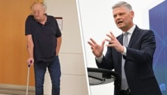Der 63-Jährige erscheint mit einer Krücke. Hanger lässt sich im Landl nicht blicken.