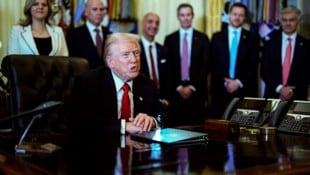 Donald Trump bei seiner jüngsten Verkündung im Oval Office