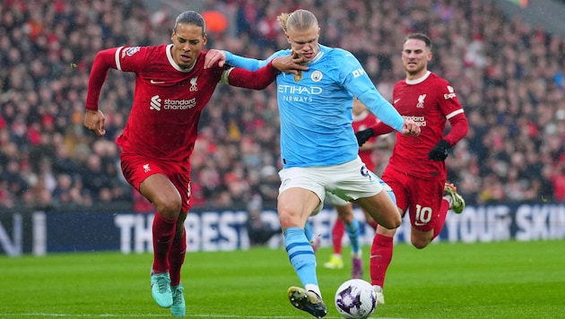 Trifft Erling Haaland (Mitte) auch gegen Liverpool?
