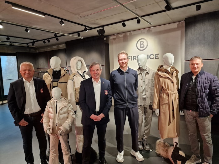 Mit der Bogner-Winterkollektion: Wörister, Bodner, Bogner-Geschäftsführer Daniel Hiendlmeier und ...
