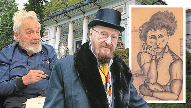 Das Ernst Fuchs Museum in der Otto Wagner-Villa zeigt zu Fuchs (mi.) 10. Todestag ...