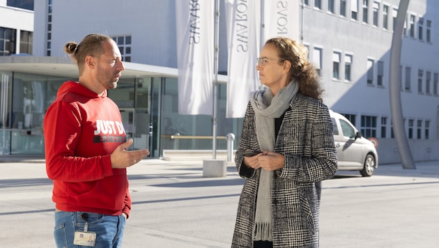 Works council chairman Patrick Hamberger in conversation with "Krone" editor Claudia Thurner