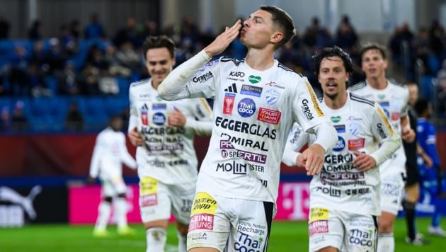 Großer Jubel! Hartberg-Stürmer Elias Havel netzte in dieser Saison bereits neun Mal in 15 ...