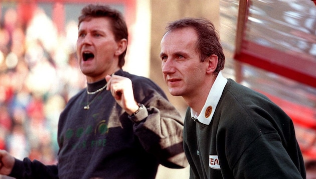Klaus Roitinger (re.) einst als Ried-Erfolgstrainer.
