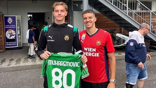 Bruder als Vorbild! Rapid-II-Verteidiger Kenan Muharemovic (links) mit Serie-A-Akteur und ...