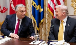Ungrans Regierungschef Viktor Orban und US-Präsident Donald Trump bei ihrem Treffen im Weißen ...