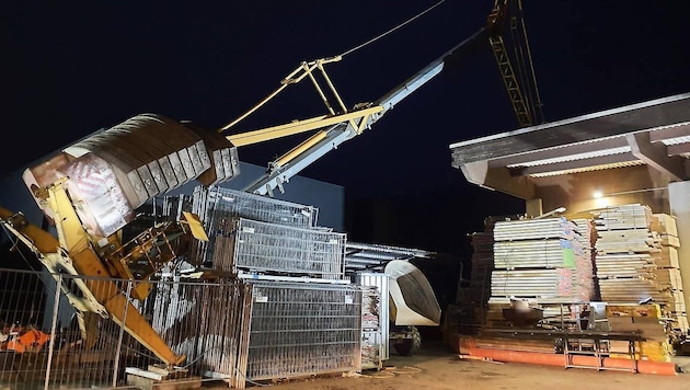 Der umgestürzte Baukran in der Radetzkystraße