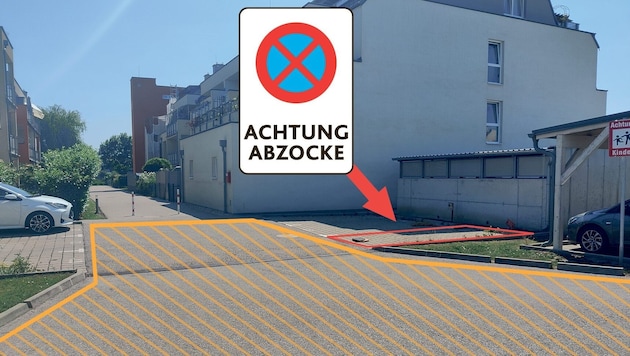 „Behindert“ man die Zufahrt zum „Abzock-Parkplatz“ – auch wenn sonst genug Platz gegeben wäre –, ...