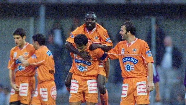 Ein Bild aus lange vergangenen Tagen: Sturms Angriffsreihe mit Vastic, Amoah und Haas.