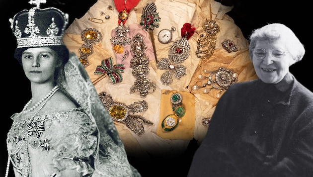 Kaiserin Zita links im Jahr 1916 bei ihrer Krönung und rechts im hohen Alter. Österreichs ...