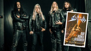 Sodoms aktuelle Bandinkarnation: Toni Merkel, Frank Blackfire, Tom Angelripper und Yorck Segatz ...