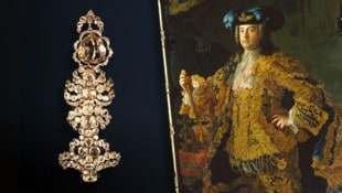 Links: Der Florentiner Diamant aus dem Habsburger Schatz. Rechts: Franz Stephan, Großherzog der ...