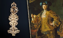 Links: Der Florentiner Diamant aus dem Habsburger Schatz. Rechts: Franz Stephan, Großherzog der ...