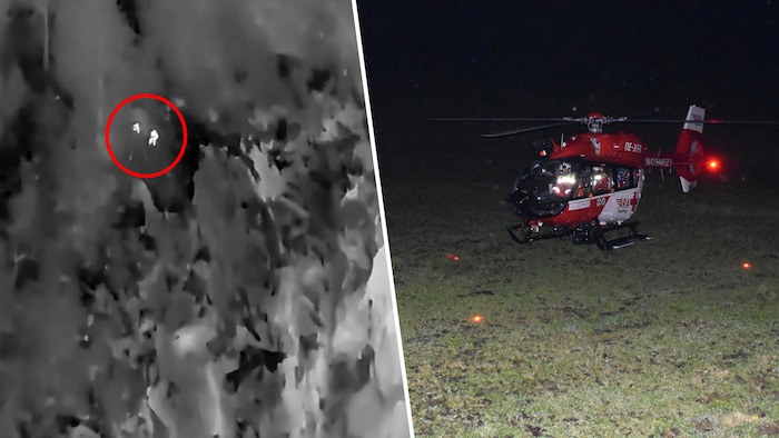 Mittels Drohne konnte das Duo lokalisiert werden. Im Anschluss wurden die Jäger mit dem RK-2 ...