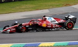 Der beschädigte Bolide von Charles Leclerc