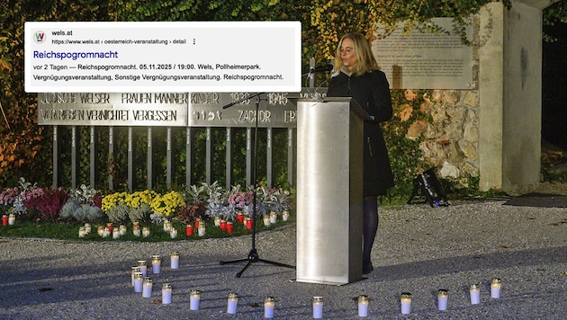 Vizebürgermeisterin Raggl-Mühlberger (FPÖ) bei der Gedenkveranstaltung am 5. November im Welser ...