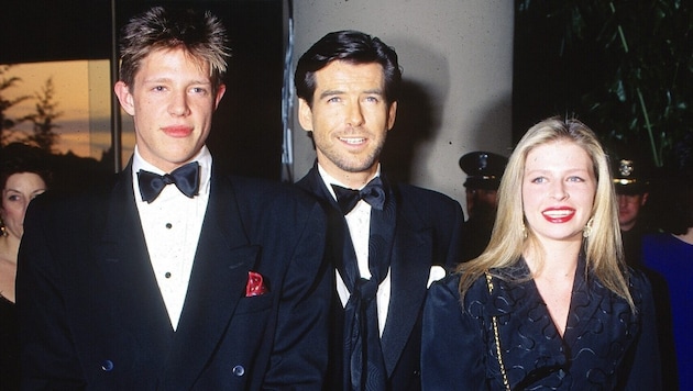 Pierce Brosnan mit Adoptivsohn Christopher und Adoptivtochter Charlotte, die 2013 an ...