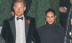 Prinz Harry und Herzogin Meghan wurden beim Verlassen der Party von Kris Jenner von Paparazzi ...
