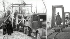 Der Transport der riesigen Figuren war eine große Herausforderung.