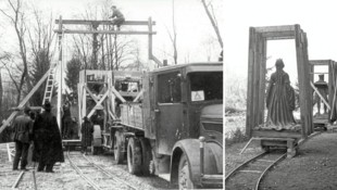 Der Transport der riesigen Figuren war eine große Herausforderung.