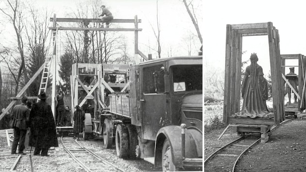 Der Transport der riesigen Figuren war eine große Herausforderung.