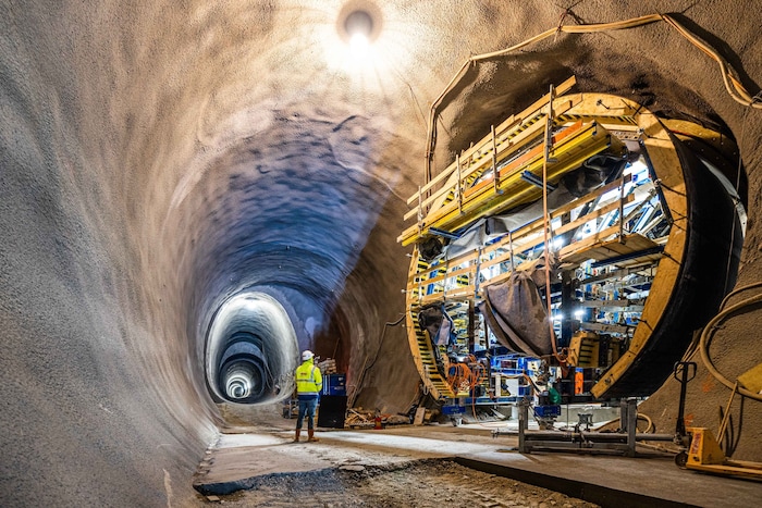 The tunnel boring machine 'Debohra' has completed the first of two new tunnel tubes of the ...