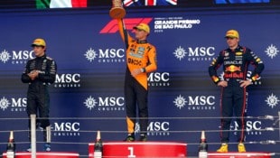 Lando Norris (Mitte) wurde auch in Brasilien ausgebuht.