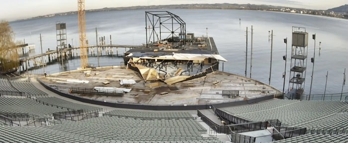 Die wandelbare Seebühne in Bregenz wird derzeit umgebaut.