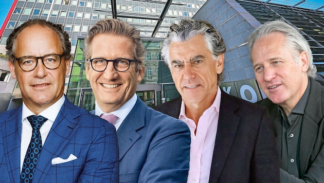 Die gewichtigen Unternehmer Erwin Soravia, Stephan Zöchling, Michael Tojner, und Martin Ohneberg ...