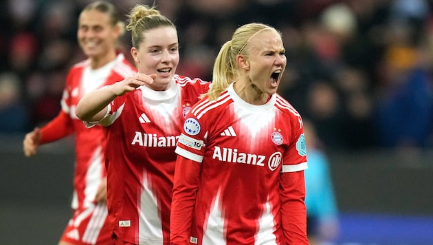 Pernille Harder bejubelt ihren Treffer für den FC Bayern