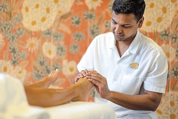 Entspannende ayurvedische Massage.