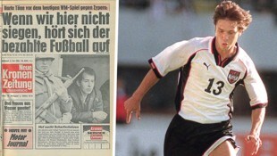 Die „Krone“-Titelseite machte 1984 vor Österreichs Sieg in Zypern auch mächtig Druck. Harald ...