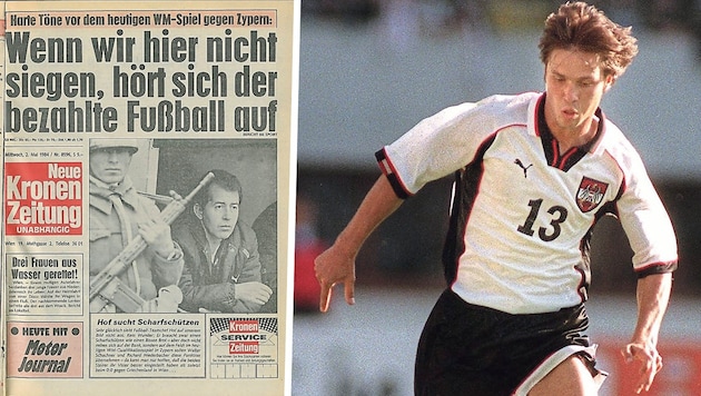 Die „Krone“-Titelseite machte 1984 vor Österreichs Sieg in Zypern auch mächtig Druck. Harald ...