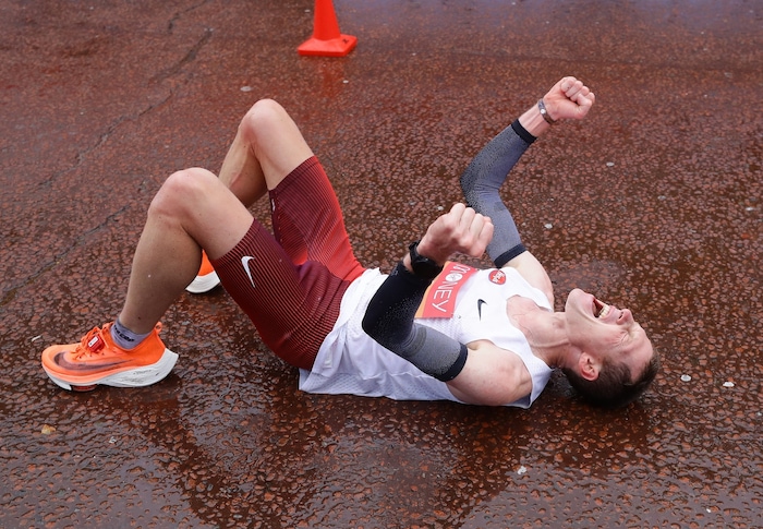 Peter Herzog after his record-breaking run in the London Marathon.