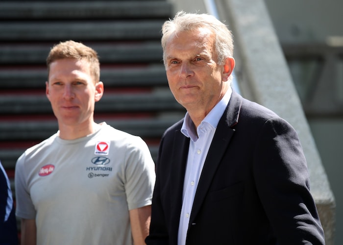 Peter Herzog with his coach Hannes Langer.