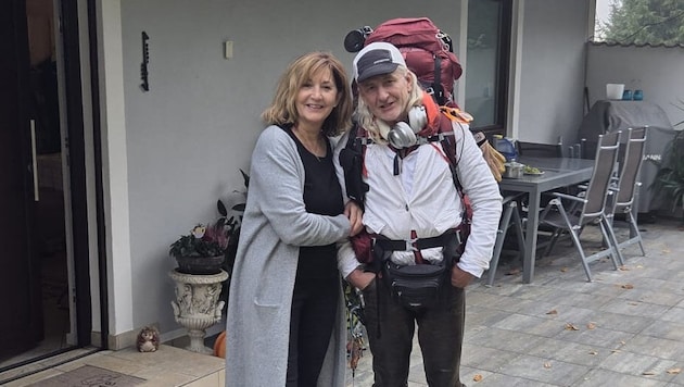 Mit einem 20 Kilogramm schweren Rucksack wandert Peter Ulrich von Graz nach Lemberg – hier am ...
