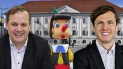 Vize Jonke (links) bezeichnet seinen Amtskollegen Rabitsch (rechts) als Pinocchio (Mitte).