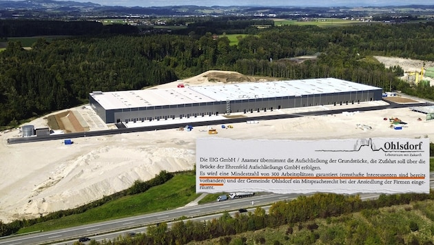 Von den im Gemeinderat versprochenen 300 Jobs (siehe Faksimilie) gibt es am Betriebsbaugebiet in ...