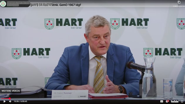 Bürgermeister Franz Tonner im Livestream der Gemeinderatssitzung