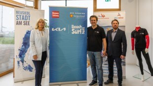 Bürgermeisterin Lisa Böhm, Organisator Daniel Hupfer und Matthias Schmid, Sportdirektor ...