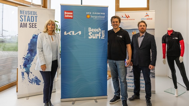 Bürgermeisterin Lisa Böhm, Organisator Daniel Hupfer und Matthias Schmid, Sportdirektor ...