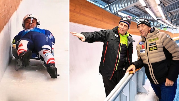Rodel-Weltmeister Jonas Müller (links) knallte bei der neuralgischen Stelle zweimal an die ...