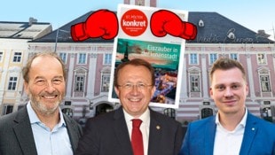 Stadtchef Matthias Stadler (Mitte) lächelt der Opposition zu häufig aus dem „Konkret“, Florian ...
