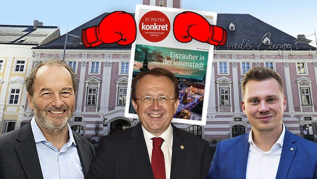 Stadtchef Matthias Stadler (Mitte) lächelt der Opposition zu häufig aus dem „Konkret“, Florian ...